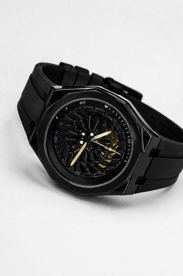 Luxury Car Rim Dial Watch – Black Edition