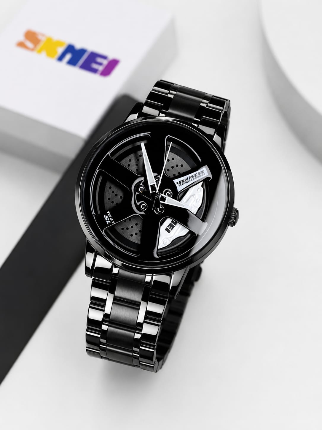 Luxury Black Men’s Gift Set – Watch, Necklace & Rings Combo 🖤